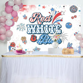 Lofaris Red White Blue American Flag Stars Birthday Backdrop